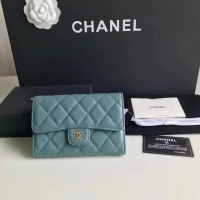 【CHANEL】シャネル 三つ折り ミディアムサイズ 中財布 （ティファニーブルー）スーパーコピー（A84341）