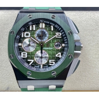 【AUDEMARS PIGUET】オーデマ・ピゲ スーパーコピー ロイヤル オーク オフショア クロノグラフ スモークグリーン パンダプレート 44MM 26405CE.OO.A056CA.01【APF工場出品】
