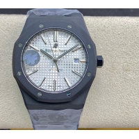 【AUDEMARS PIGUET】オーデマ・ピゲ スーパーコピー ロイヤルオーク DLC シルバーホワイト 41MM 15400【ZF工場出品】