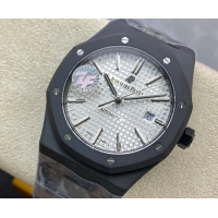 【AUDEMARS PIGUET】オーデマ・ピゲ スーパーコピー ロイヤルオーク DLC シルバーホワイト 41MM 15400【ZF工場出品】