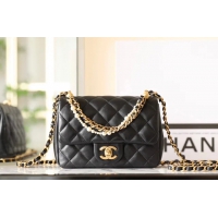 【CHANEL】シャネル スーパーコピー パールチェーン ミニ フラップ バッグ ブラック（AS4385 B15773 94305）