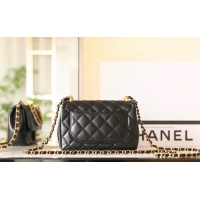 【CHANEL】シャネル スーパーコピー パールチェーン ミニ フラップ バッグ ブラック（AS4385 B15773 94305）