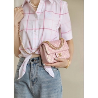 【CHANEL】シャネル スーパーコピー パールチェーン ミニ フラップ バッグ ピンク（AS4385 B15773）