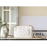【CHANEL】シャネル スーパーコピー パールチェーン ミニ フラップ バッグ ホワイト（AS4385）