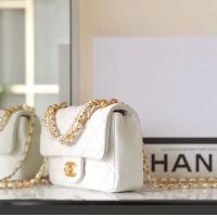 【CHANEL】シャネル スーパーコピー パールチェーン ミニ フラップ バッグ ホワイト（AS4385）