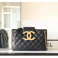 【CHANEL】シャネル スーパーコピー 大きなロゴマーク ショッピングバッグのハンドバッグ ブラック CHANEL 001