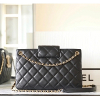 【CHANEL】シャネル スーパーコピー 大きなロゴマーク ショッピングバッグのハンドバッグ ブラック CHANEL 001