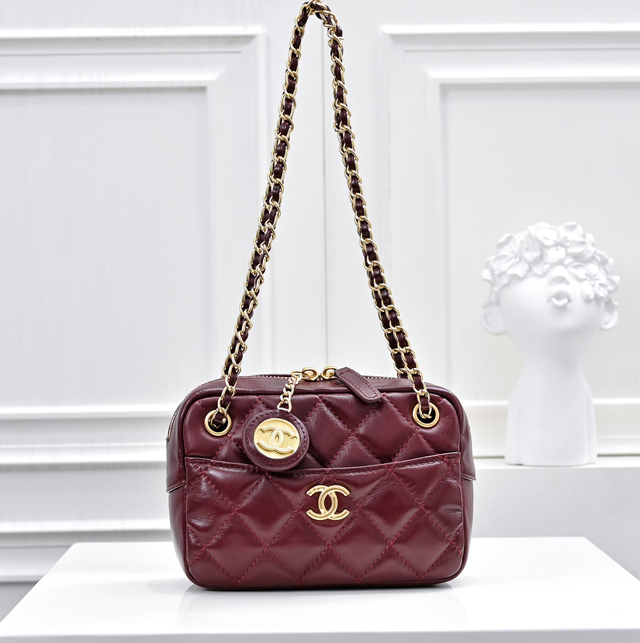 【CHANEL 】シャネル スーパーコピー 2024/25年秋冬 コレクション ミニ カメラ バッグ バーガンディー（AS5190 B18306 NZV44）