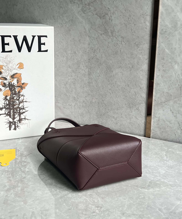 【LOEWE】ロエベ スーパーコピー パズルフォルドトート ミニ（シャイニーカーフ） ダークバーガンディ A657V25X01