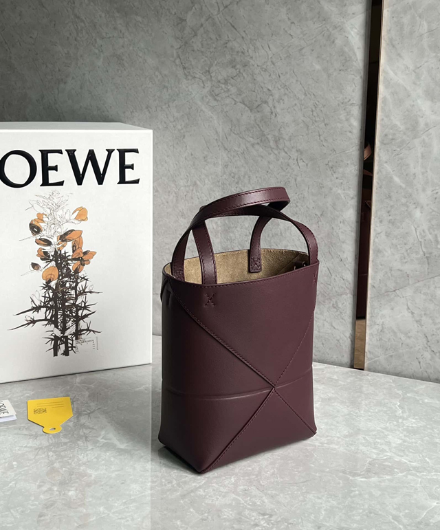 【LOEWE】ロエベ スーパーコピー パズルフォルドトート ミニ（シャイニーカーフ） ダークバーガンディ A657V25X01