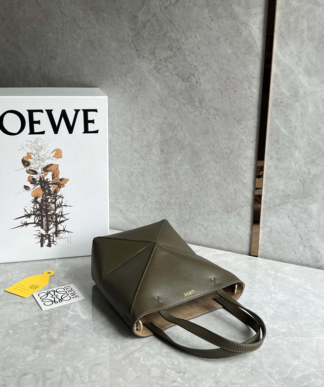 【LOEWE】ロエベ スーパーコピー パズルフォルドトート ミニ（シャイニーカーフ）ダークカーキグリーン A657V25X01 