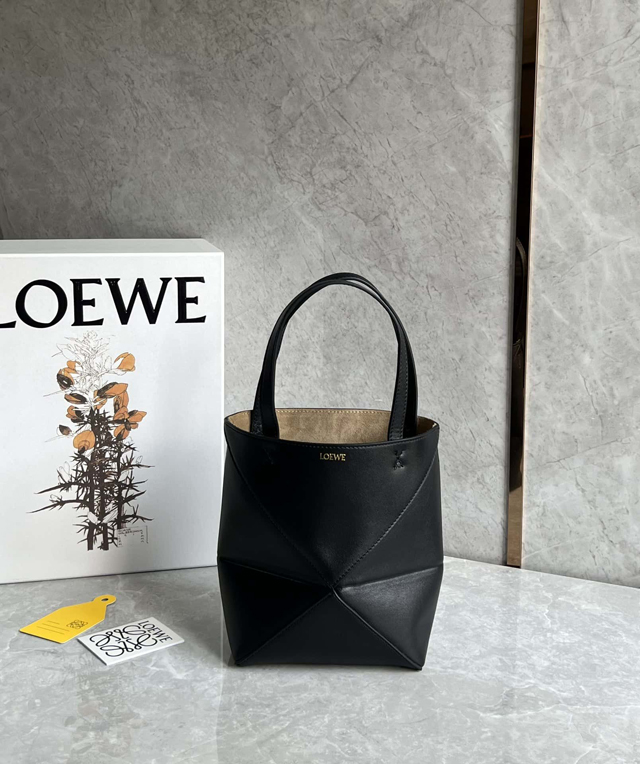 【LOEWE】ロエベ スーパーコピー パズルフォルドトート ミニ（シャイニーカーフ）ブラック A657V25X01