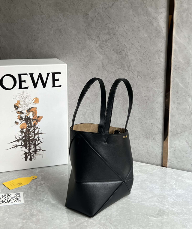 【LOEWE】ロエベ スーパーコピー パズルフォルドトート ミニ（シャイニーカーフ）ブラック A657V25X01
