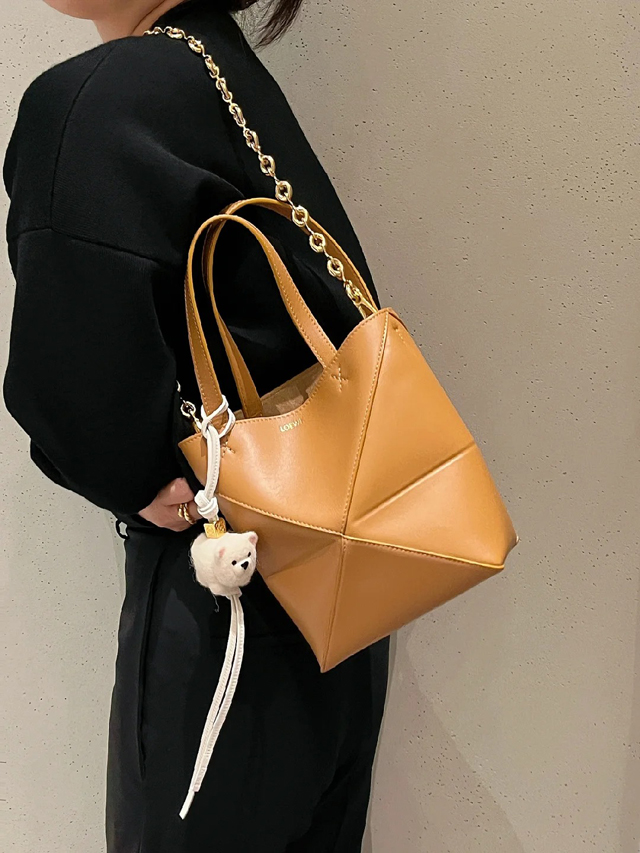 【LOEWE】ロエベ スーパーコピー パズルフォルドトート ミニ（シャイニーカーフ）ウォームデザート A657V25X01