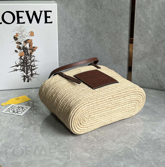 【LOEWE】ロエベ スーパーコピー スクエア バスケットバッグ スモール （ラフィア&カーフ）ナチュラル A223099X02