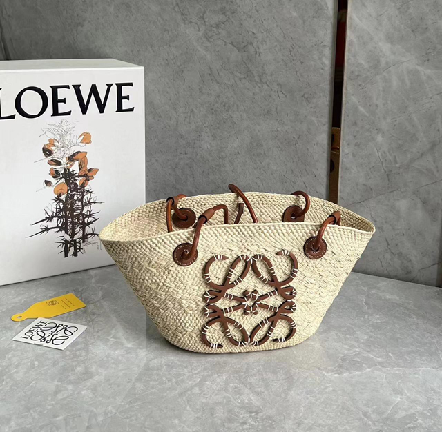 【LOEWE】ロエベ スーパーコピー アナグラム バスケットバッグ スモール (イラカヤシ＆カーフ) ナチュラル/タン A223P65X01