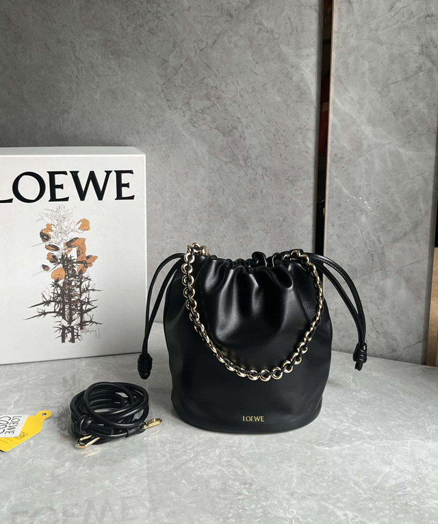 【LOEWE】ロエベ スーパーコピー フラメンコパース バケットバッグ（メローナパラム）ブラック A411FPBX02