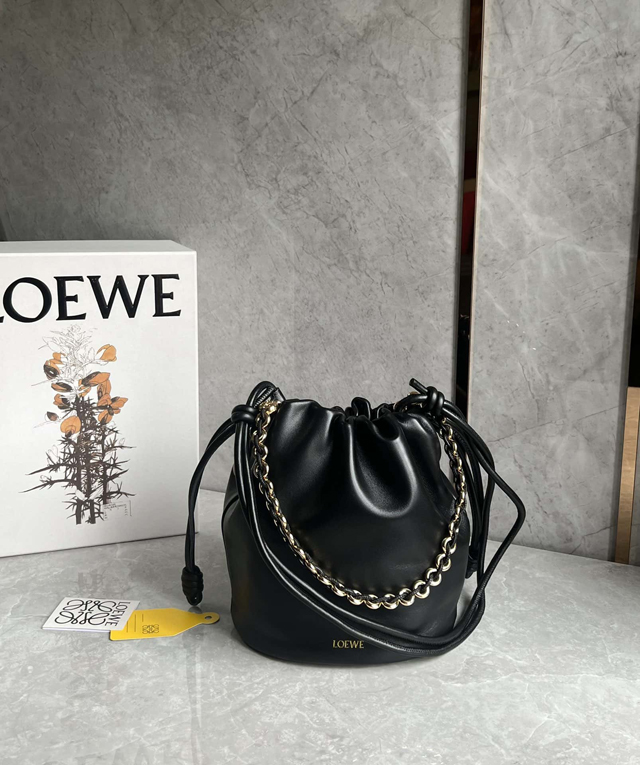 【LOEWE】ロエベ スーパーコピー フラメンコパース バケットバッグ（メローナパラム）ブラック A411FPBX02