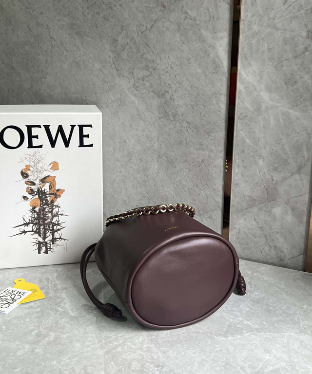【LOEWE】ロエベ スーパーコピー フラメンコパース バケットバッグ（メローナパラム）ダークバーガンディ A411FPBX02