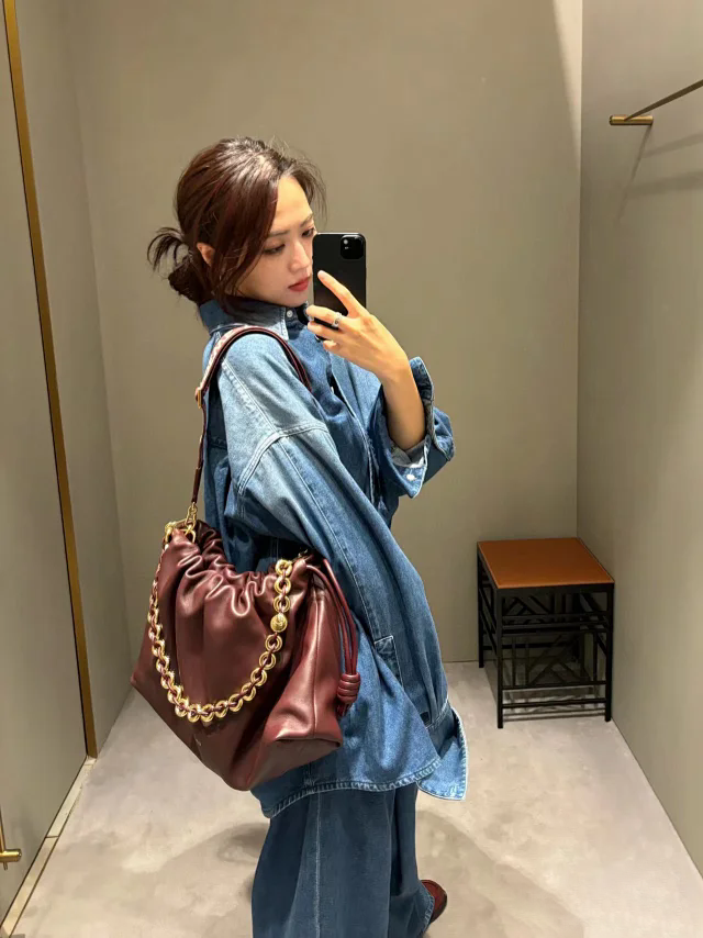 【LOEWE】ロエベ スーパーコピー フラメンコパース ラージ（メローナパラム） ダークバーガンディ A411FPDX01