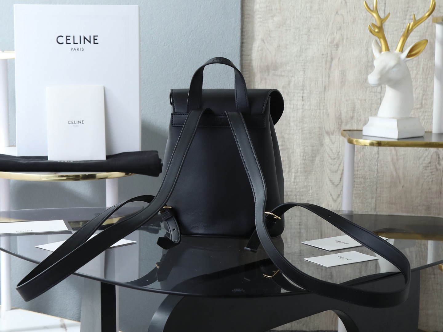 【CELINE】セリーヌ スーパーコピー CELINE ボニー バックパック / スムースカーフスキン ブラック（118703GGT.38NO）