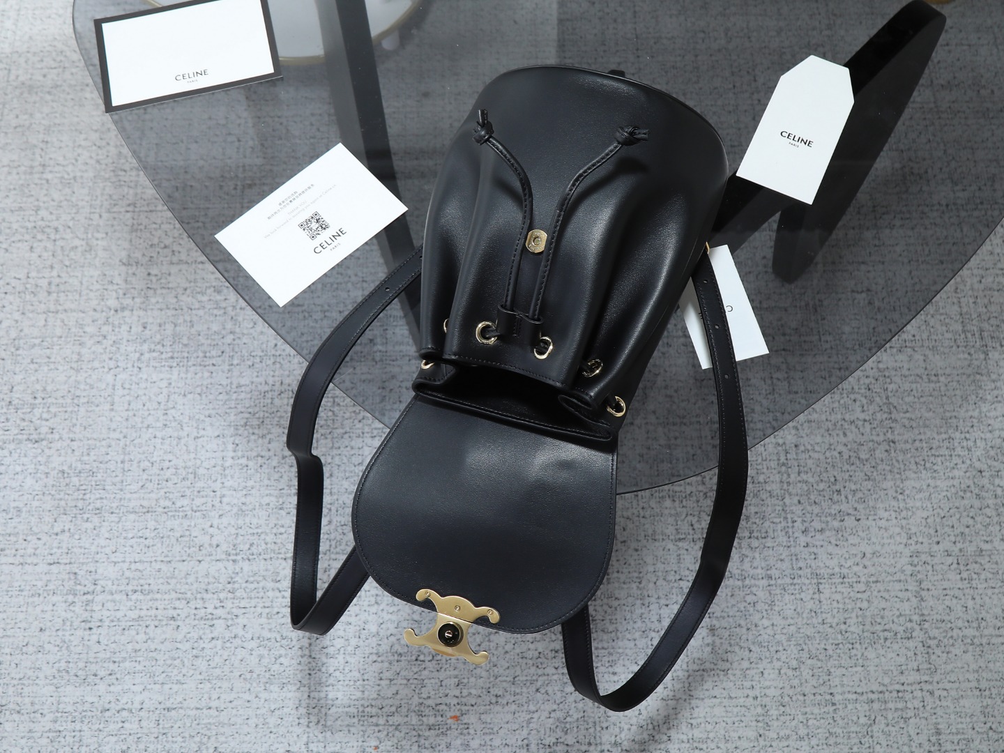 【CELINE】セリーヌ スーパーコピー CELINE ボニー バックパック / スムースカーフスキン ブラック（118703GGT.38NO）