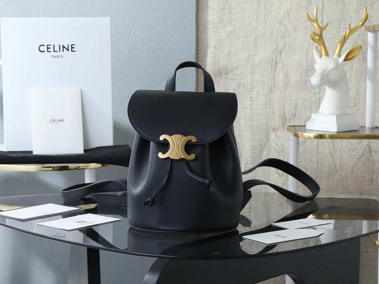【CELINE】セリーヌ スーパーコピー CELINE ボニー バックパック / スムースカーフスキン ブラック（118703GGT.38NO）