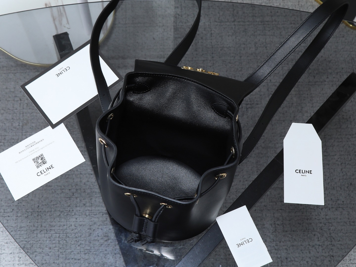 【CELINE】セリーヌ スーパーコピー CELINE ボニー バックパック / スムースカーフスキン ブラック（118703GGT.38NO）