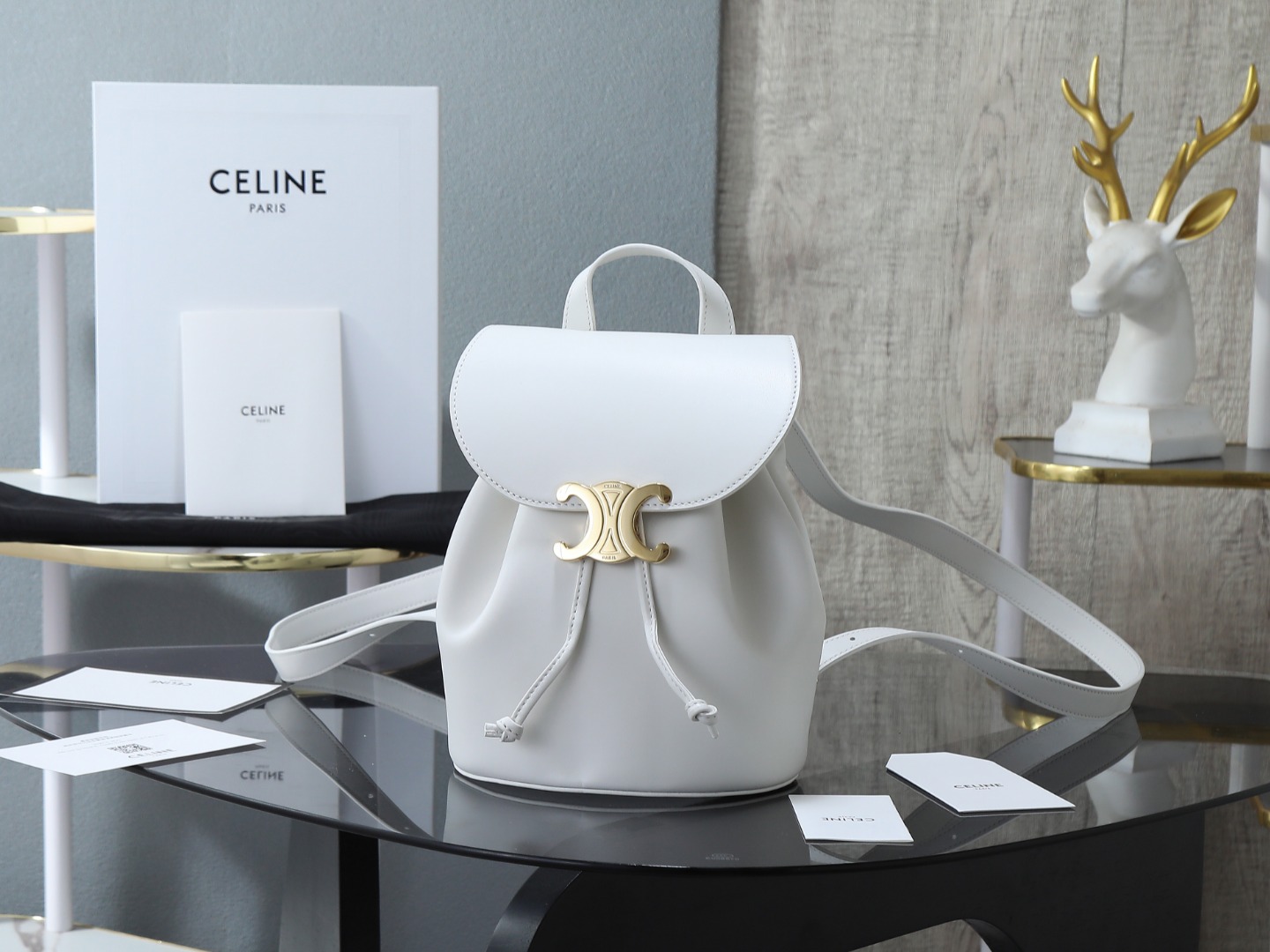 【CELINE】セリーヌ スーパーコピー CELINE ボニー バックパック / スムースカーフスキン ライス（118703GGT.01RC）