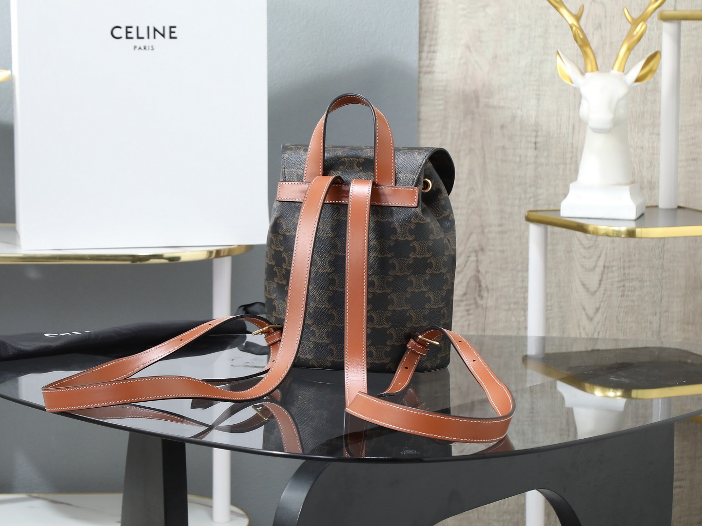 【CELINE】セリーヌ スーパーコピー CELINE ボニー バックパック / トリオンフキャンバス＆カーフスキン タン（118702CAS.04LU）