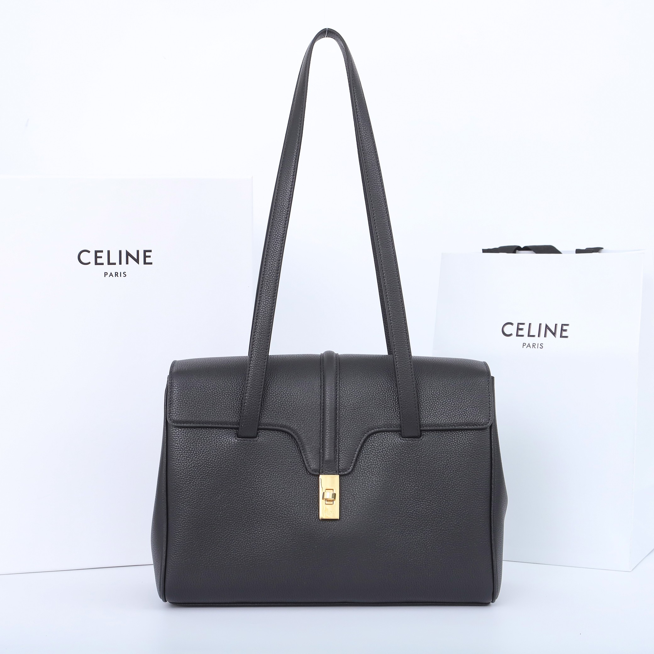 【CELINE】セリーヌ スーパーコピー ミディアム 16 ソフトバッグ グレインドカーフ ハンドバッグ（195543CR8.38NO）