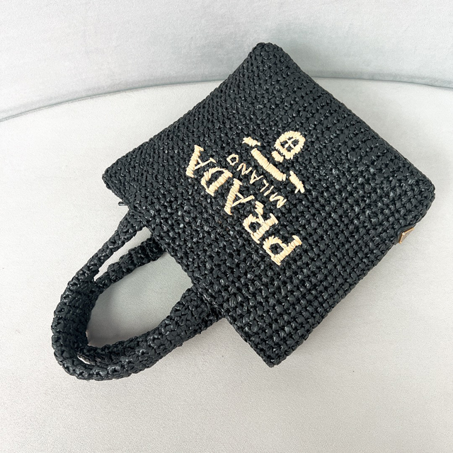 【PRADA】プラダ スーパーコピー スモール クロシェ トートバッグ ブラック （1BG422_2C2T_F0ES7_V_OOL）