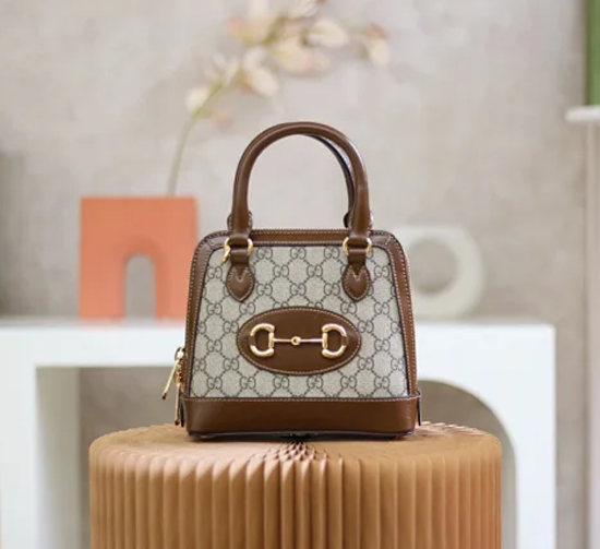 【GUCCI】グッチ スーパーコピー ホースビット 1955 GGスプリームキャンバス ハンドバッグ ダーク ブラウン（640716 92TCG 8563）