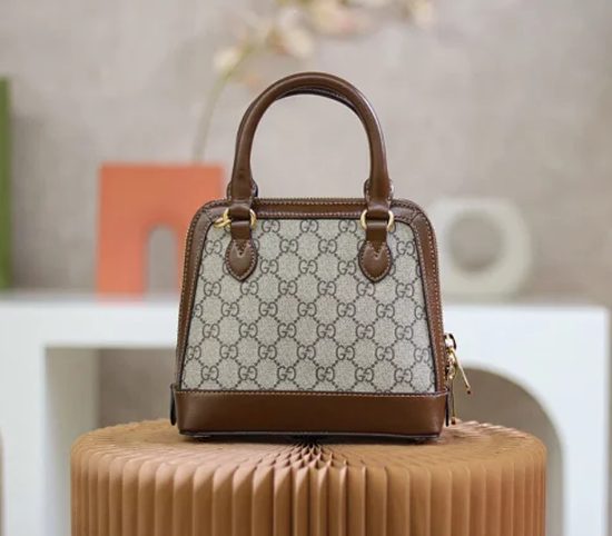 【GUCCI】グッチ スーパーコピー ホースビット 1955 GGスプリームキャンバス ハンドバッグ ダーク ブラウン（640716 92TCG 8563）