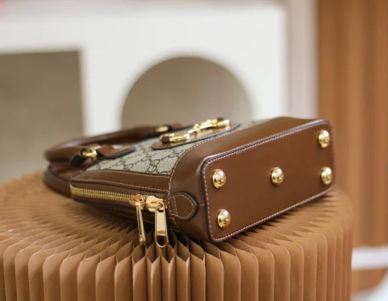 【GUCCI】グッチ スーパーコピー ホースビット 1955 GGスプリームキャンバス ハンドバッグ ダーク ブラウン（640716 92TCG 8563）