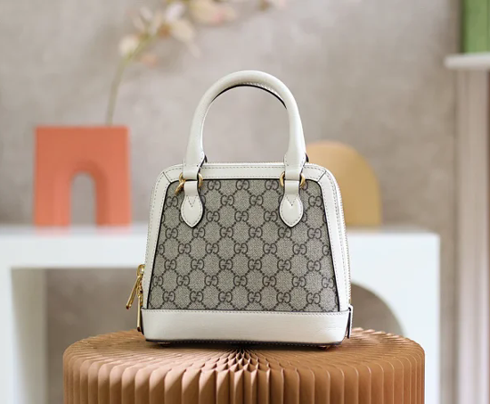【GUCCI】グッチ スーパーコピー ホースビット 1955 GGスプリームキャンバス ハンドバッグ ホワイト（621220 92TCG 9761）