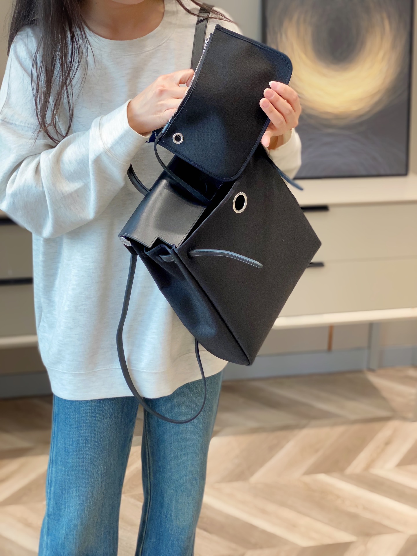 【HERMES】エルメス スーパーコピー エールバッグ・ア・ド・ジップ・リターン バックパック ブラック（H077670CKAB）