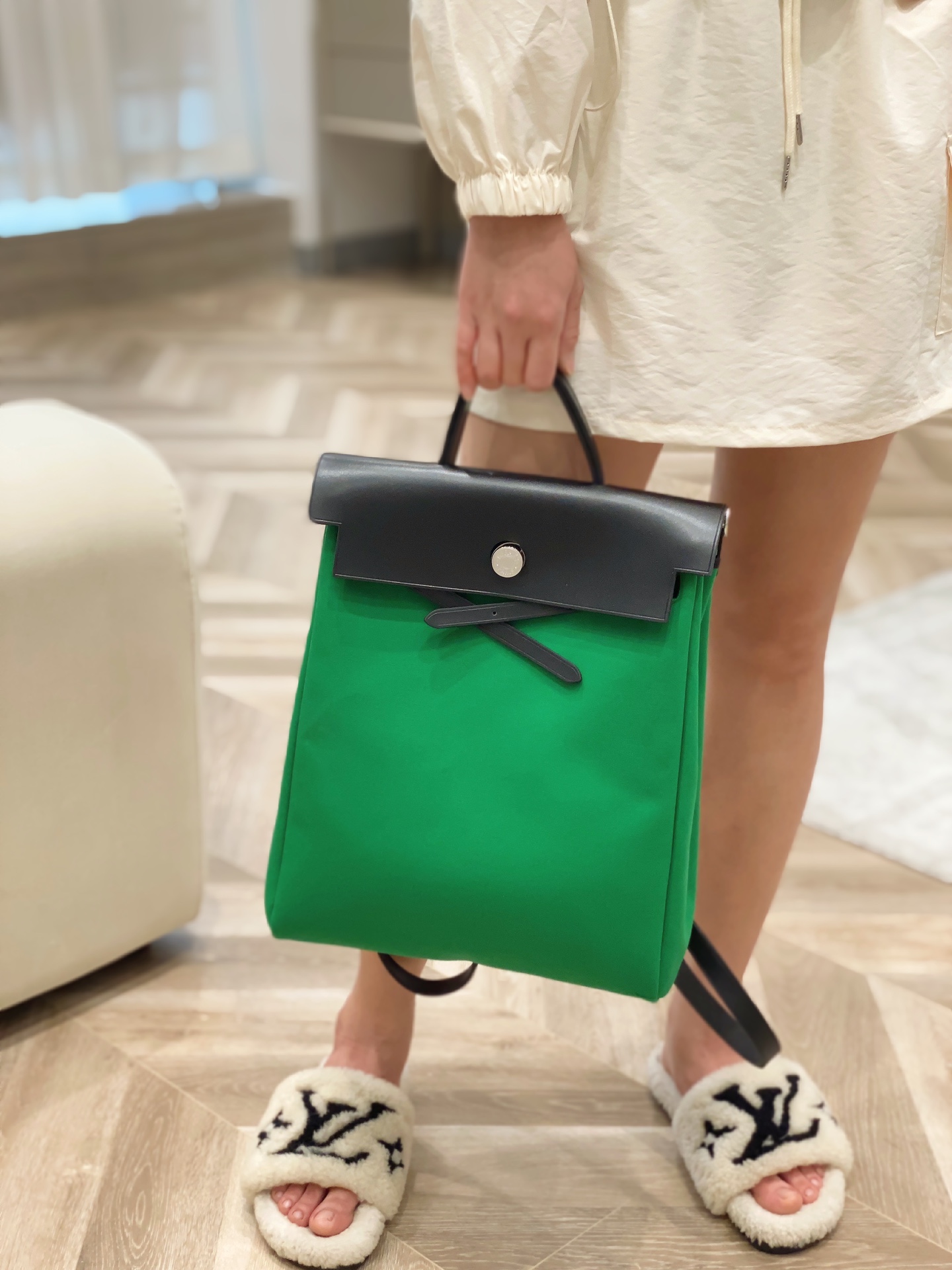  【HERMES】エルメス スーパーコピー エールバッグ・ア・ド・ジップ・リターン バックパック グリーン（H077671CKAJ）
