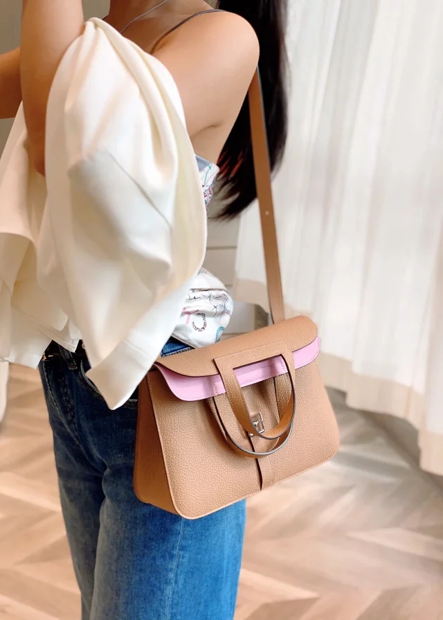【HERMES】エルメス スーパーコピー アルザン 25 ショルダーバッグ ブラウンピンク（H082131CC）