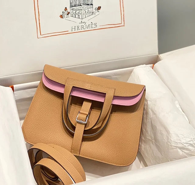 【HERMES】エルメス スーパーコピー アルザン 25 ショルダーバッグ ブラウンピンク（H082131CC）