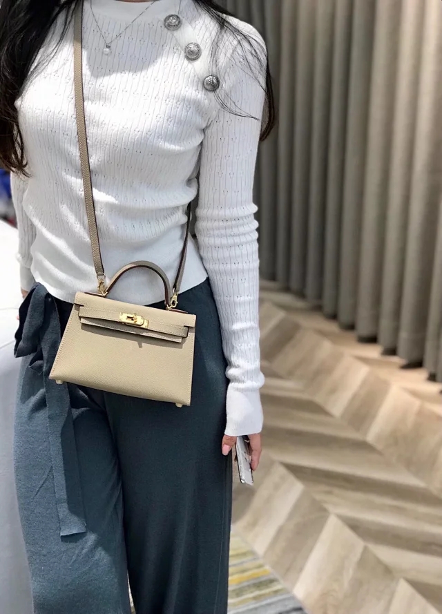 【HERMES】エルメス スーパーコピー ミニケリー２ ショルダーバッグ エトゥープ（HERMES 003）