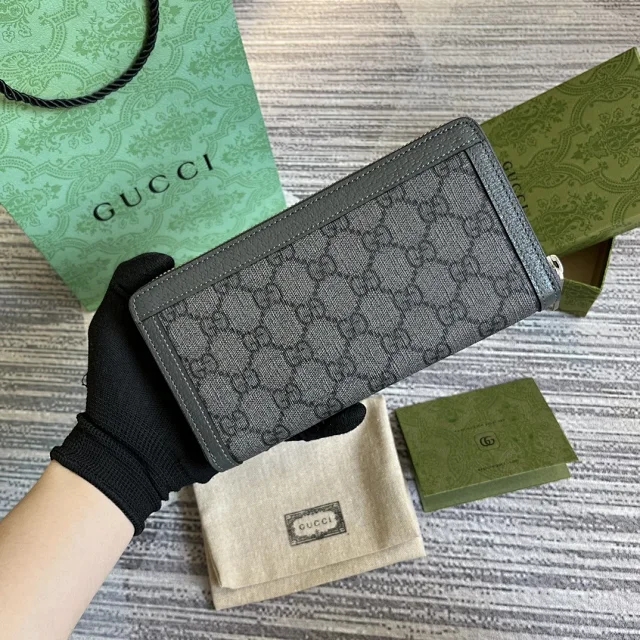【GUCCI】グッチ 〔オフィディア〕ジップアラウンドウォレット グレー（706844 UULBN 1244）
