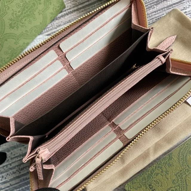 【GUCCI】グッチ 〔GGマーモント〕ジップ アラウンド ウォレット ダスティピンク×ベージュ（456117 17WAG 5788）