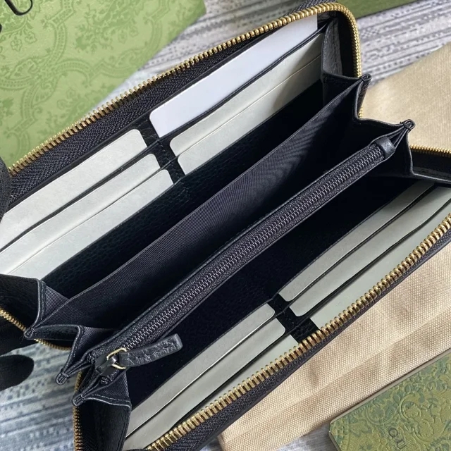 【GUCCI】グッチ〔GGマーモント〕ジップ アラウンド ウォレット ブラック ×ベージュ（456117 17WAG 1283）