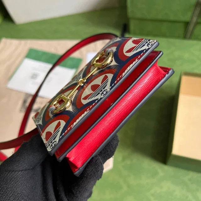 【GUCCI】Adidas x Gucci ホースビット カードホルダー ミニクロスバッグ（702248 UWLBG 4169）