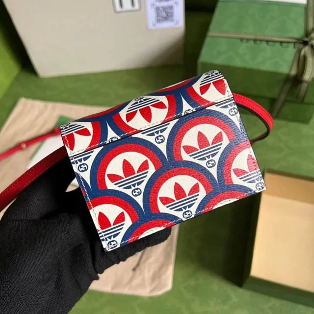 【GUCCI】Adidas x Gucci ホースビット カードホルダー ミニクロスバッグ（702248 UWLBG 4169）