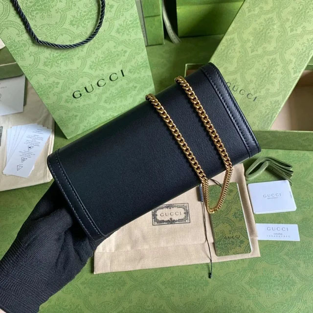【GUCCI】グッチ ダイアナ パイソン チェーンウォレットブラック（658243 17Q0T 1000）