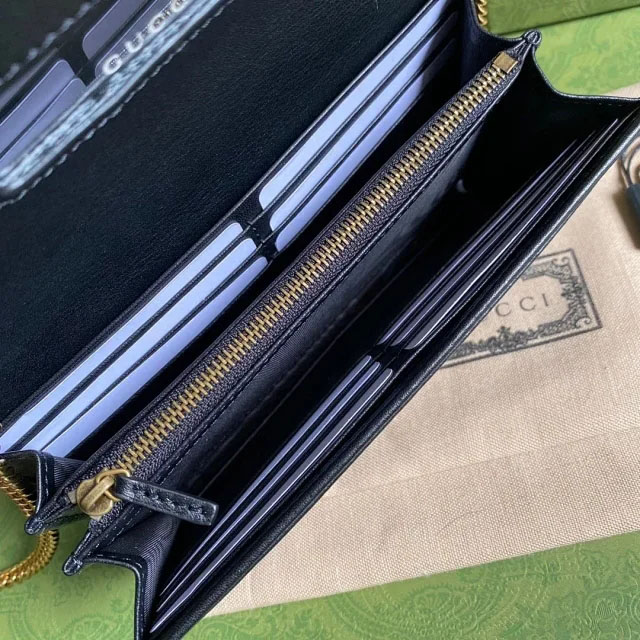 【GUCCI】グッチ ダイアナ パイソン チェーンウォレットブラック（658243 17Q0T 1000）