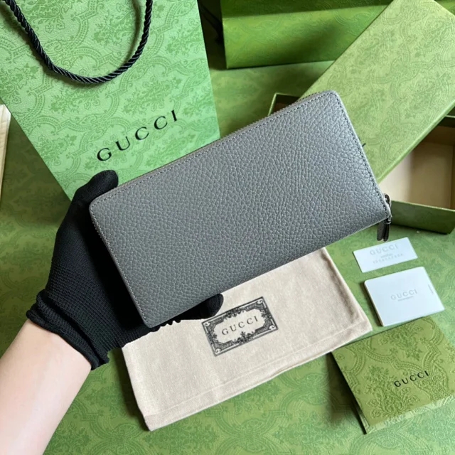 【GUCCI】グッチ 〔GGマーモント〕 グレー  ジップアラウンドウォレット （456117 17WEN 1711）