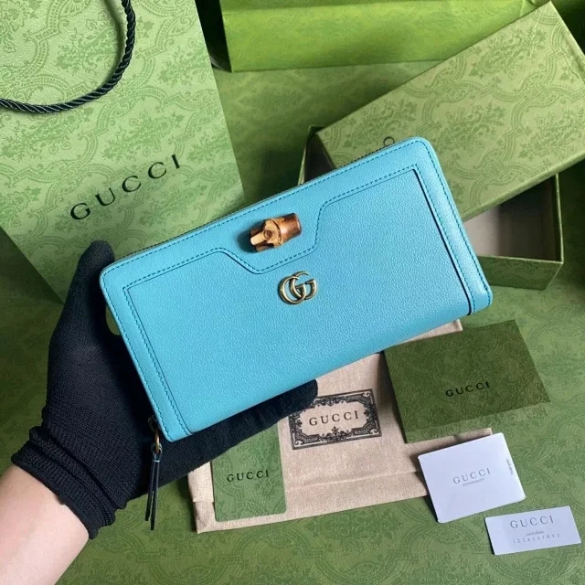 【GUCCI】グッチ〔ダイアナ〕ブルー ジップアラウンド ウォレット（658634）